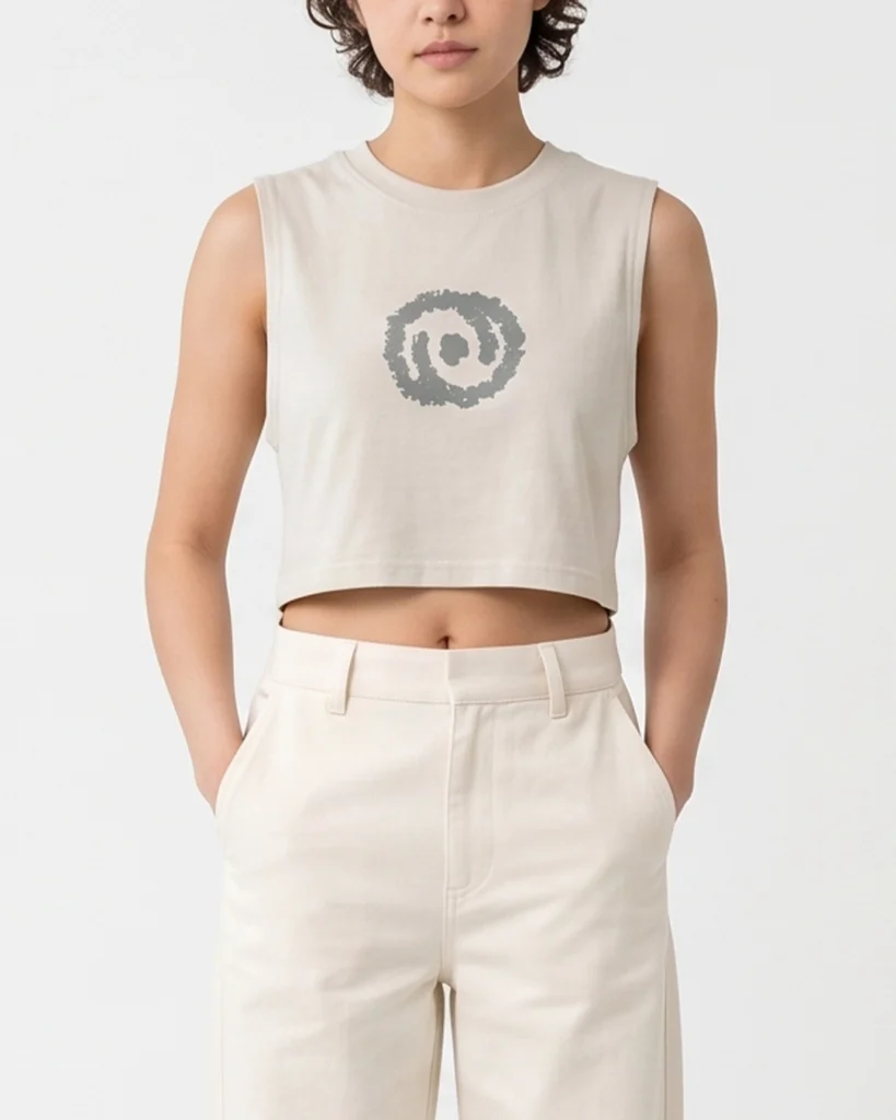 Overtones Cropped Muscle Tee Grey